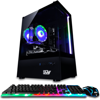 SAAV X2 Gaming PC - Intel Core i5 3.4GHz, 16GB RAM, AMD RADEON RX580 8GB GDDR5 GPU, 512GB NVME SSD, WiFi 5, Win 10